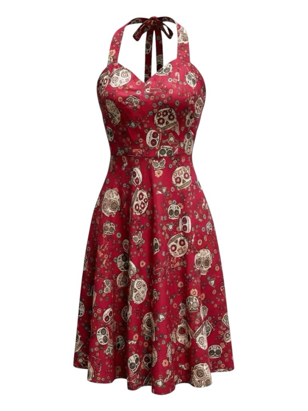 Hell Bunny Vixen Jasmine Dress Sugar Skull Halter Retro Size M